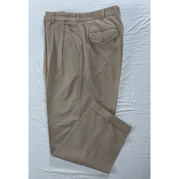 IZOD Pleated Microfiber Chino Dress Pants, Slacks. Brown, Men's 36X30.5. EUC!! - Picture 1 of 9